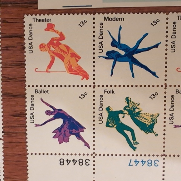 USPS 13 Cent Stamp Bundle Pueblo Art Dance Theater Colorado Folk Art Butterflies - Picture 5 of 12